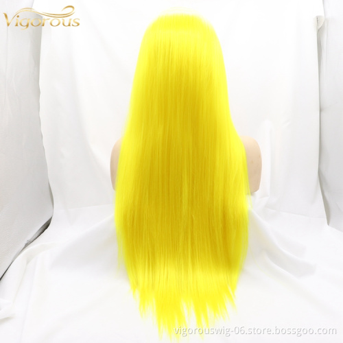 Vigorous best selling wholesale price ladies long straight wig machine made non lace synthetic hair wigs